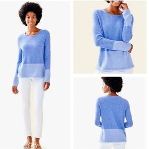 Lilly Pulitzer Rica Cashmere Sweater Heathered Blue Color Block Size XS